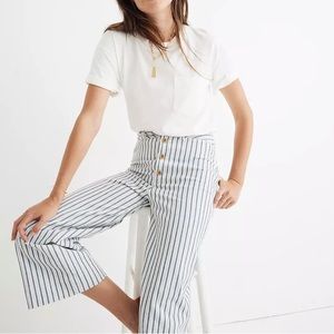 Madewell Emmett Wide-Leg Crop Pants in Stripe: Button-Front Edition size 27